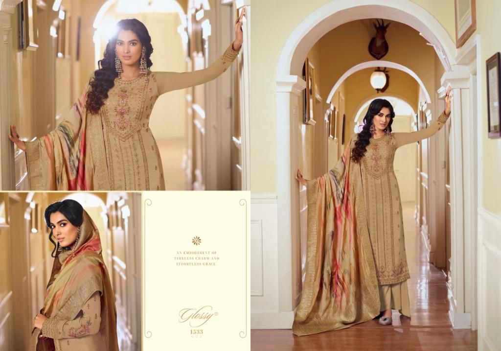 glossy rangoon satin decent embroidary look salwar suit catalog