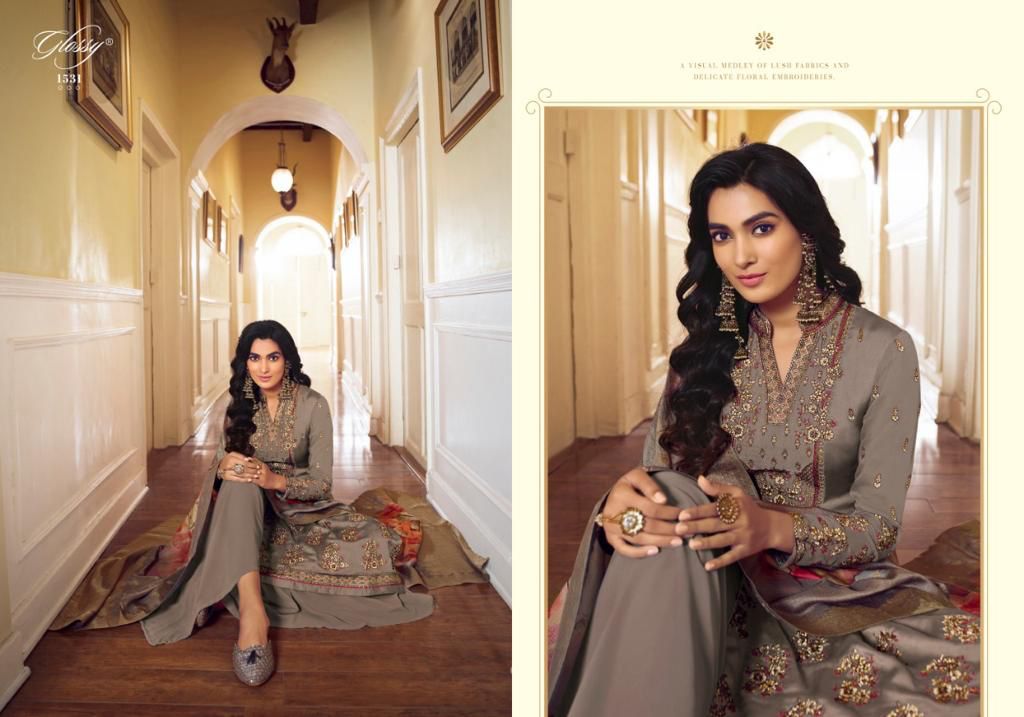 glossy rangoon satin decent embroidary look salwar suit catalog