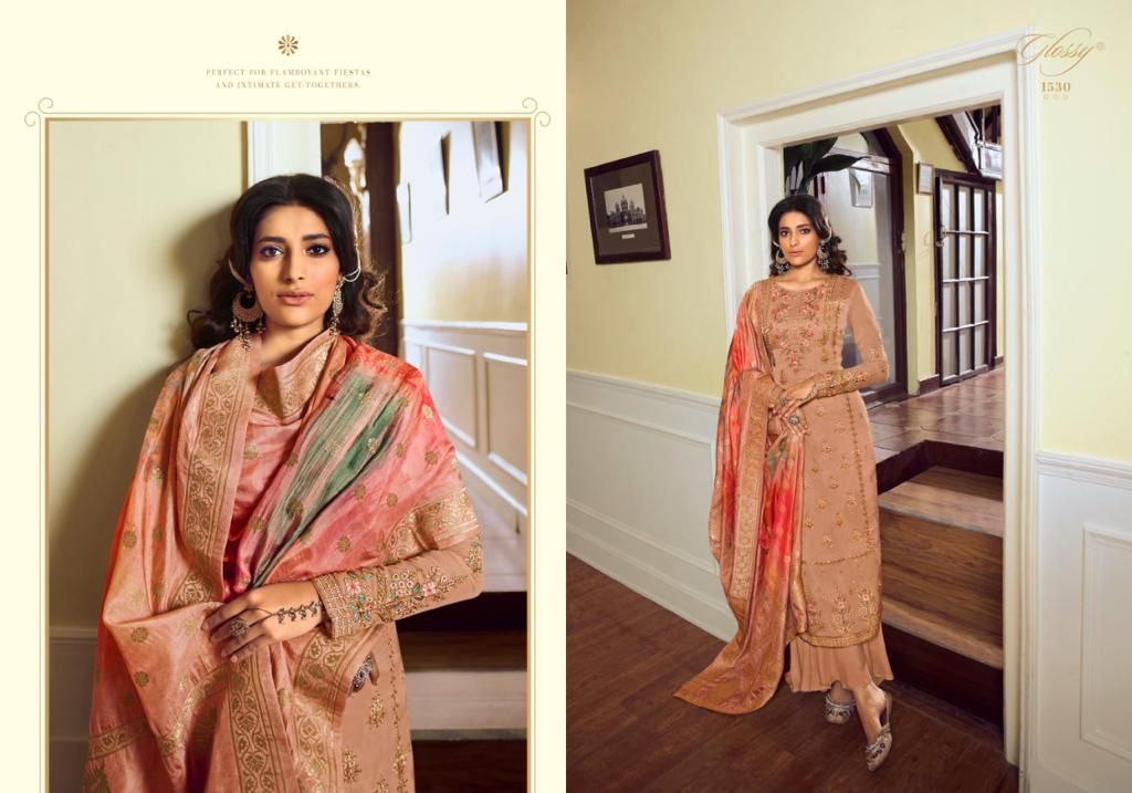 glossy rangoon satin decent embroidary look salwar suit catalog