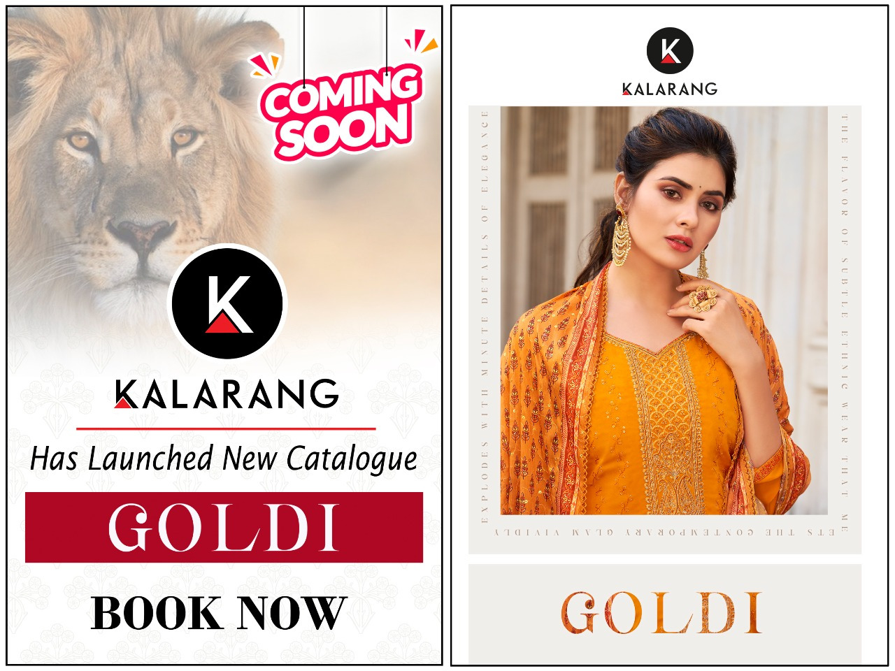 kalarang goldi crepe regal look salwar suit catalog