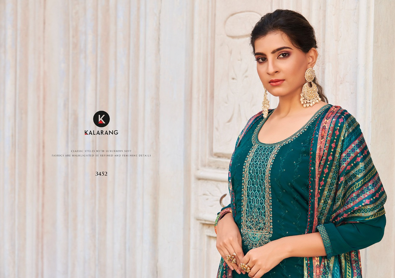 kalarang goldi crepe regal look salwar suit catalog