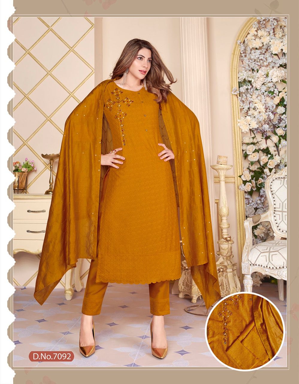 lily and lali chiken kari silk gorgeous look top bottom and dupatta catalog