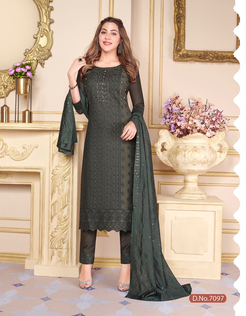 lily and lali chiken kari silk gorgeous look top bottom and dupatta catalog