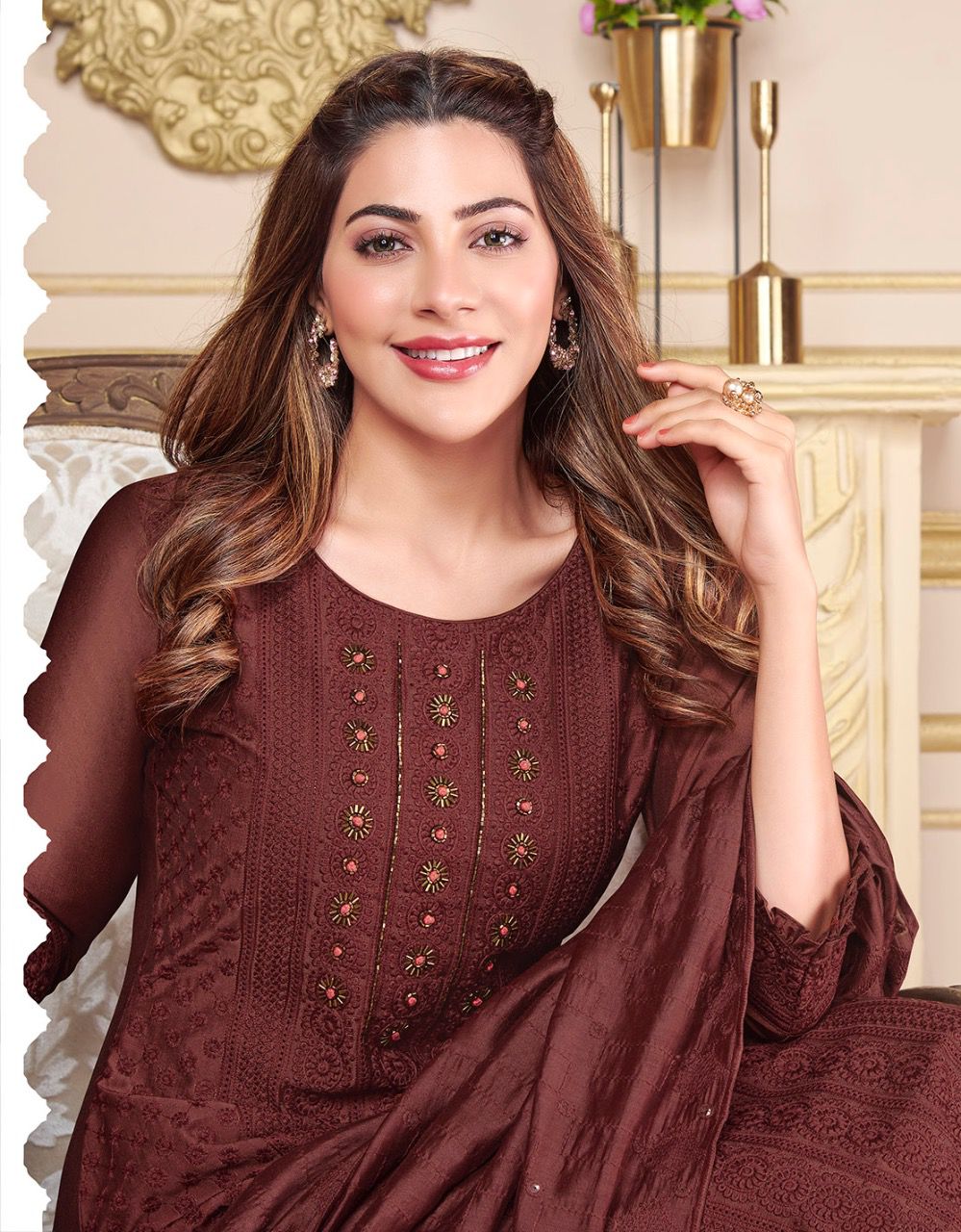 lily and lali chiken kari silk gorgeous look top bottom and dupatta catalog