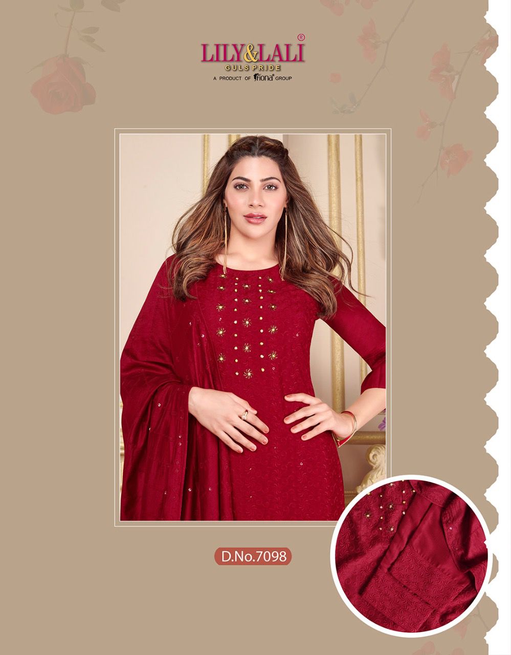 lily and lali chiken kari silk gorgeous look top bottom and dupatta catalog