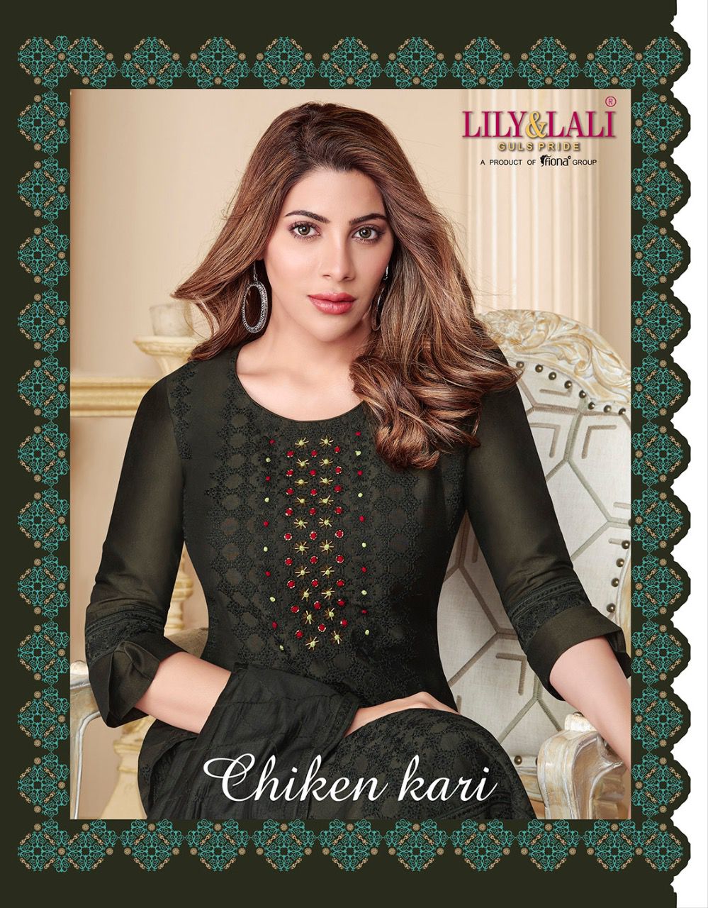 lily and lali chiken kari silk gorgeous look top bottom and dupatta catalog