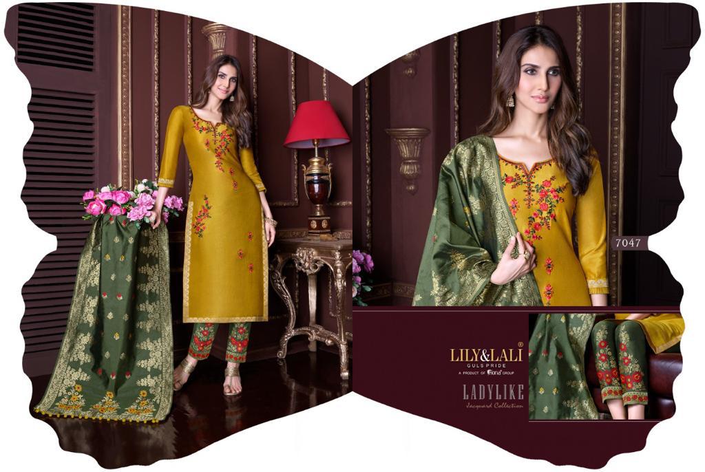 lily and lali meenakari silk classic trendy look top bottom with dupatta catalog