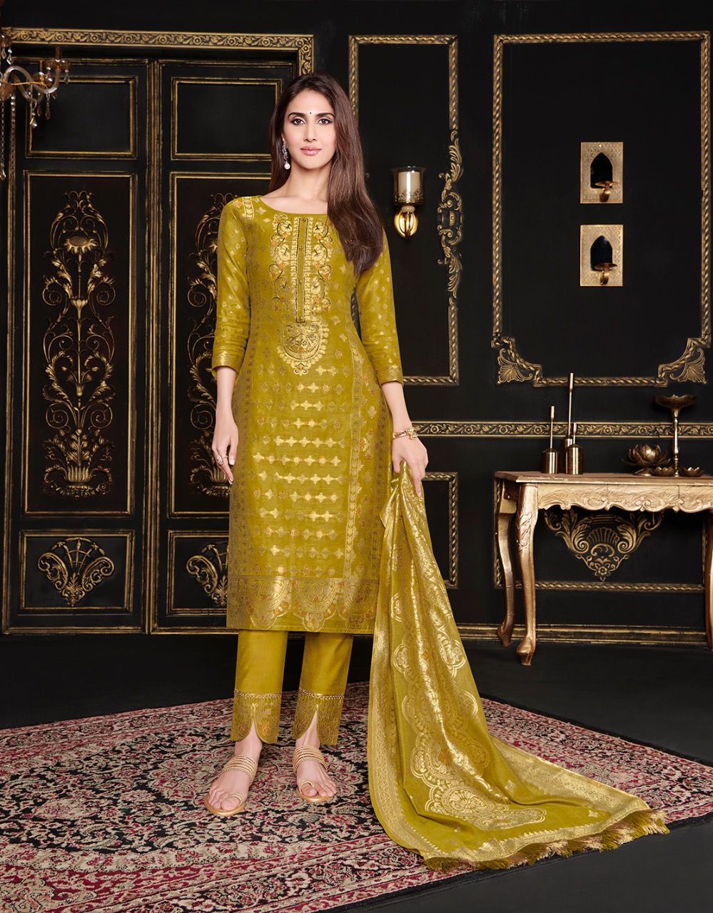 lily and lali silk kari  silk classic trendy look top bottom with dupatta catalog