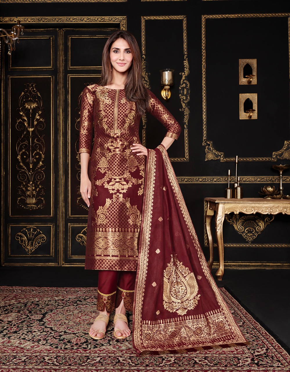 lily and lali silk kari  silk classic trendy look top bottom with dupatta catalog