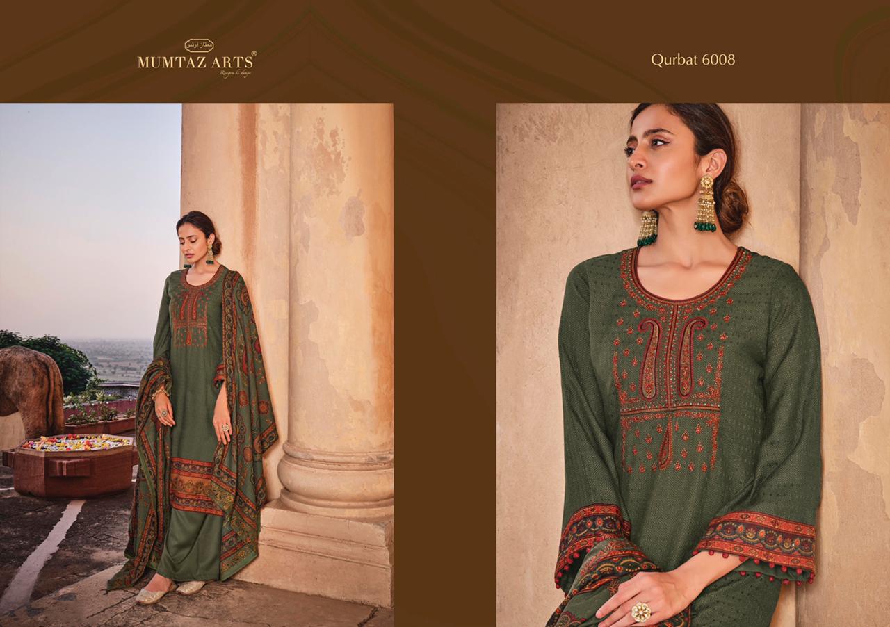 mumtaz art qurbat pashmina exclusive print salwar suit catalog