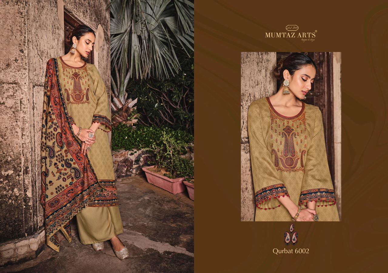 mumtaz art qurbat pashmina exclusive print salwar suit catalog