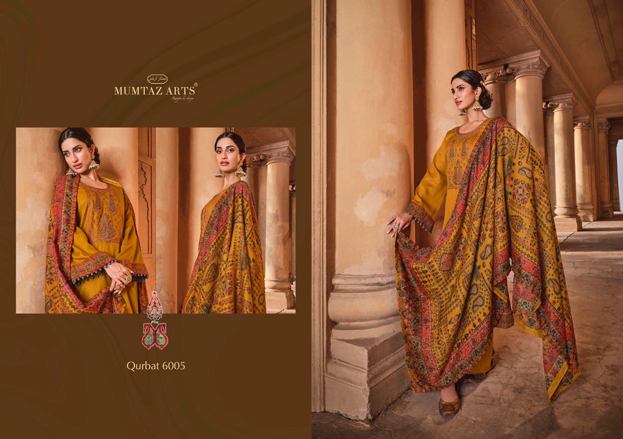 mumtaz art qurbat pashmina exclusive print salwar suit catalog