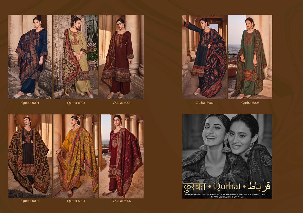 mumtaz art qurbat pashmina exclusive print salwar suit catalog