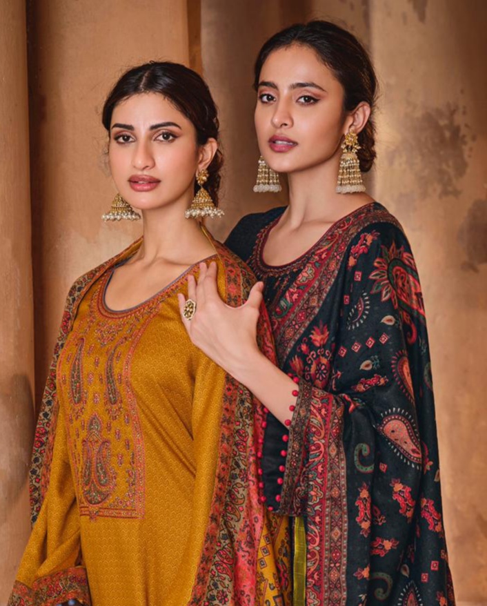 mumtaz art qurbat pashmina exclusive print salwar suit catalog