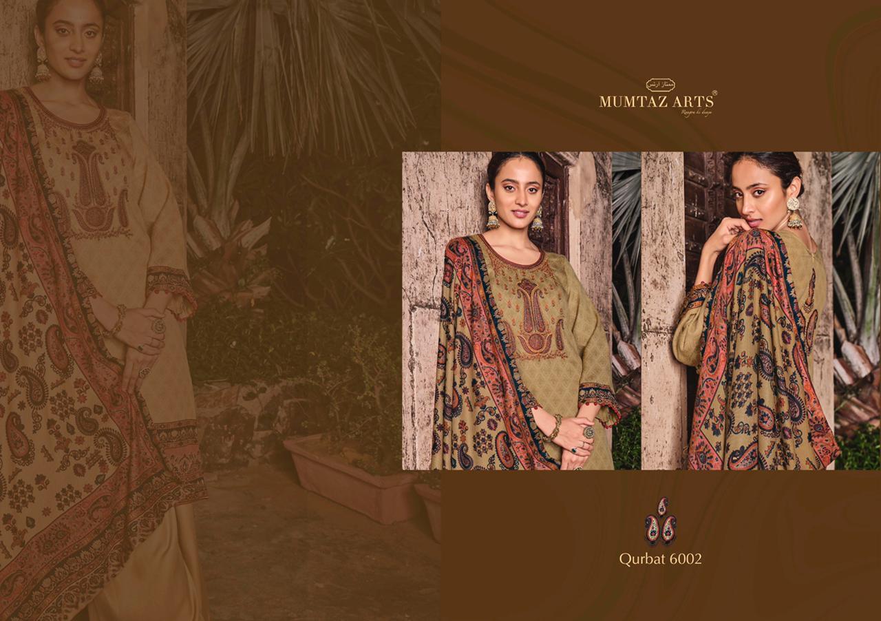 mumtaz art qurbat pashmina exclusive print salwar suit catalog