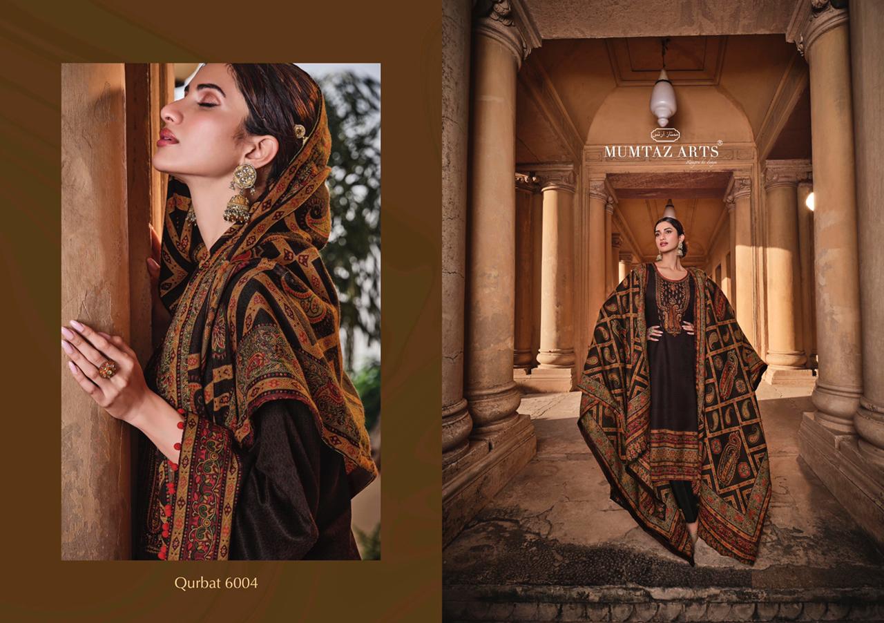 mumtaz art qurbat pashmina exclusive print salwar suit catalog