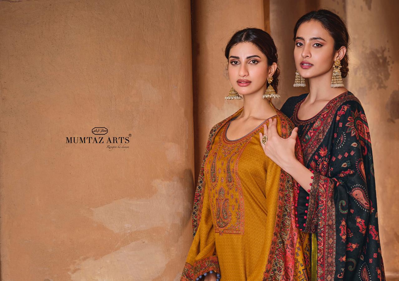 mumtaz art qurbat pashmina exclusive print salwar suit catalog