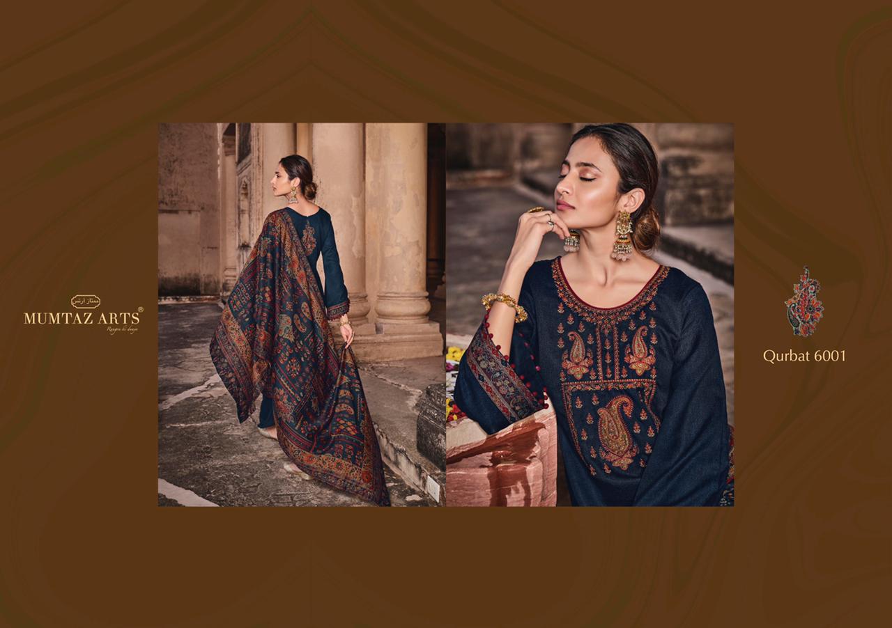 mumtaz art qurbat pashmina exclusive print salwar suit catalog