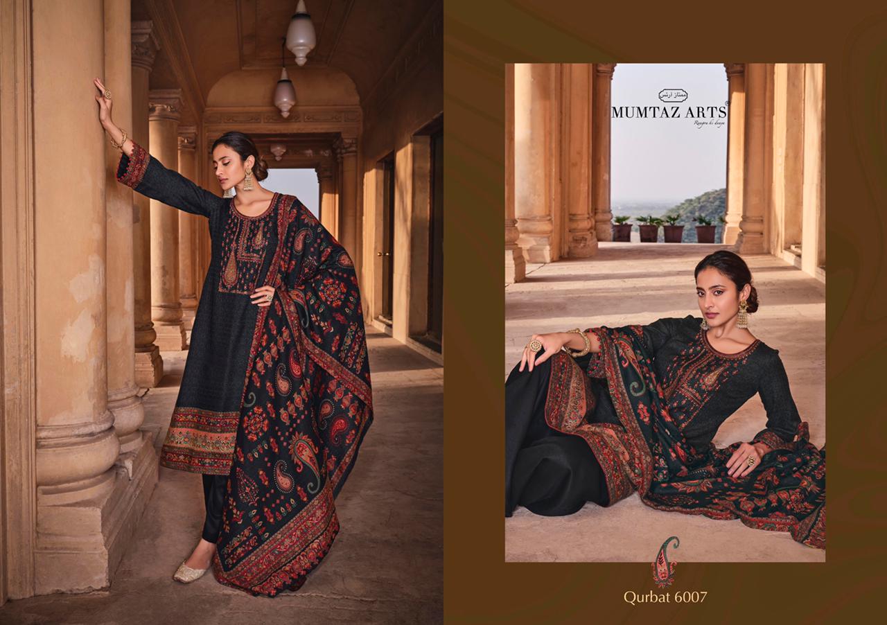 mumtaz art qurbat pashmina exclusive print salwar suit catalog