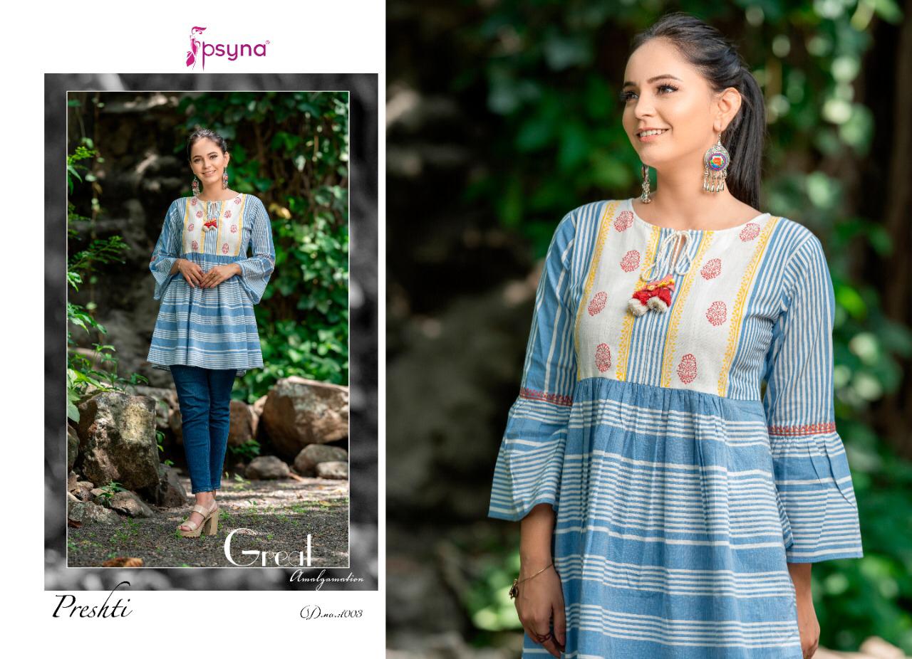 psyna presthi cotton new and modern style kurti catalog