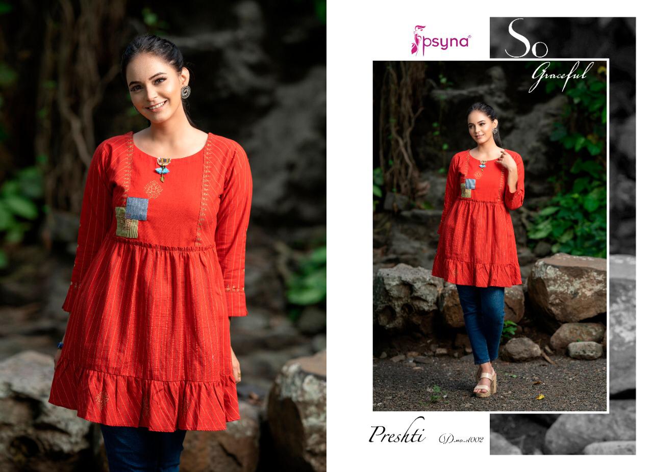 psyna presthi cotton new and modern style kurti catalog