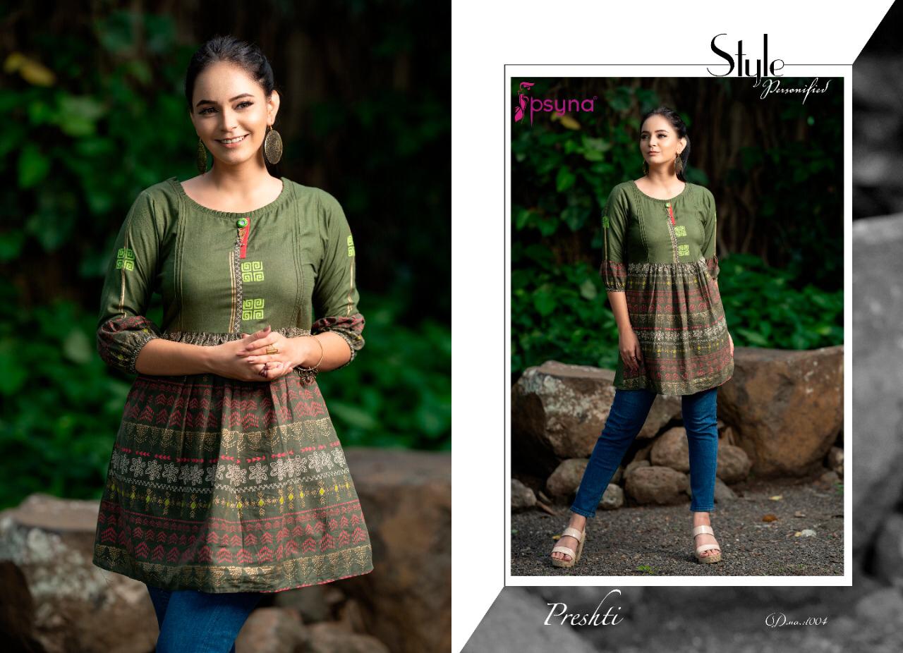 psyna presthi cotton new and modern style kurti catalog