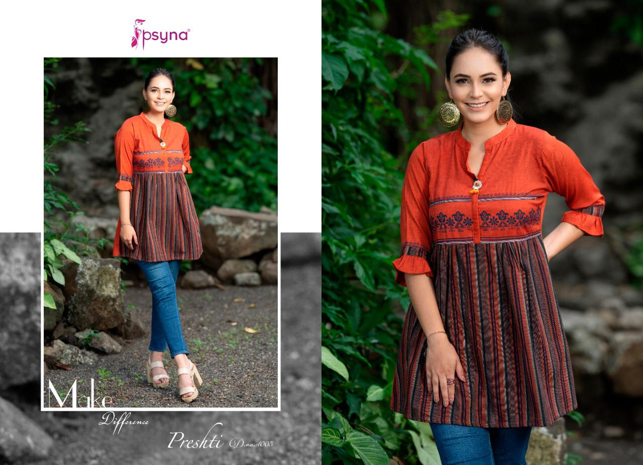 psyna presthi cotton new and modern style kurti catalog