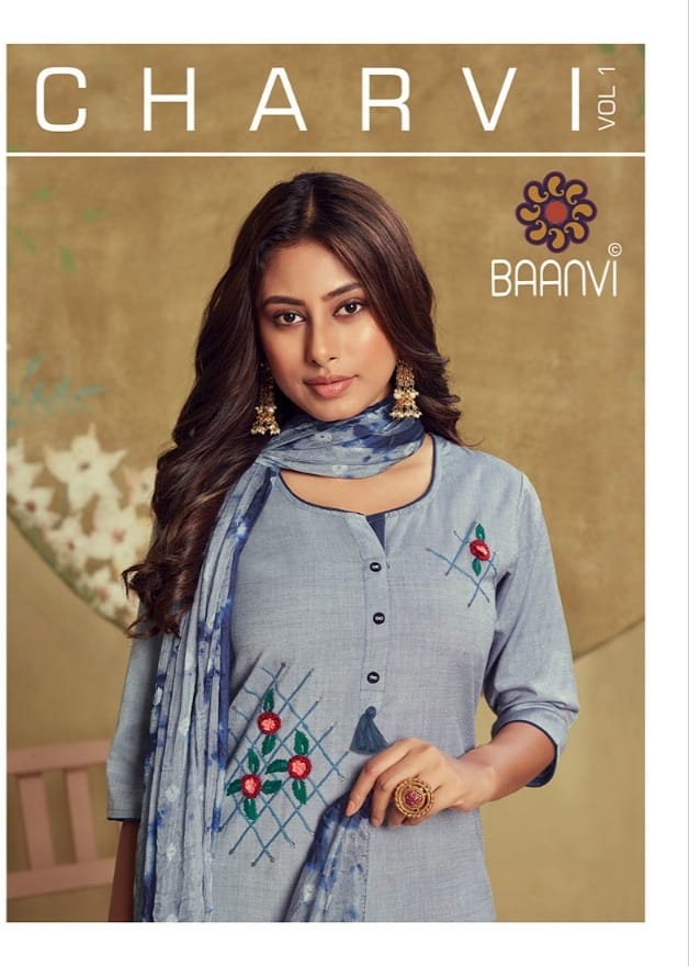 r studio Baanvi charvi cotton astonish look kurti pant with dupatta catalog