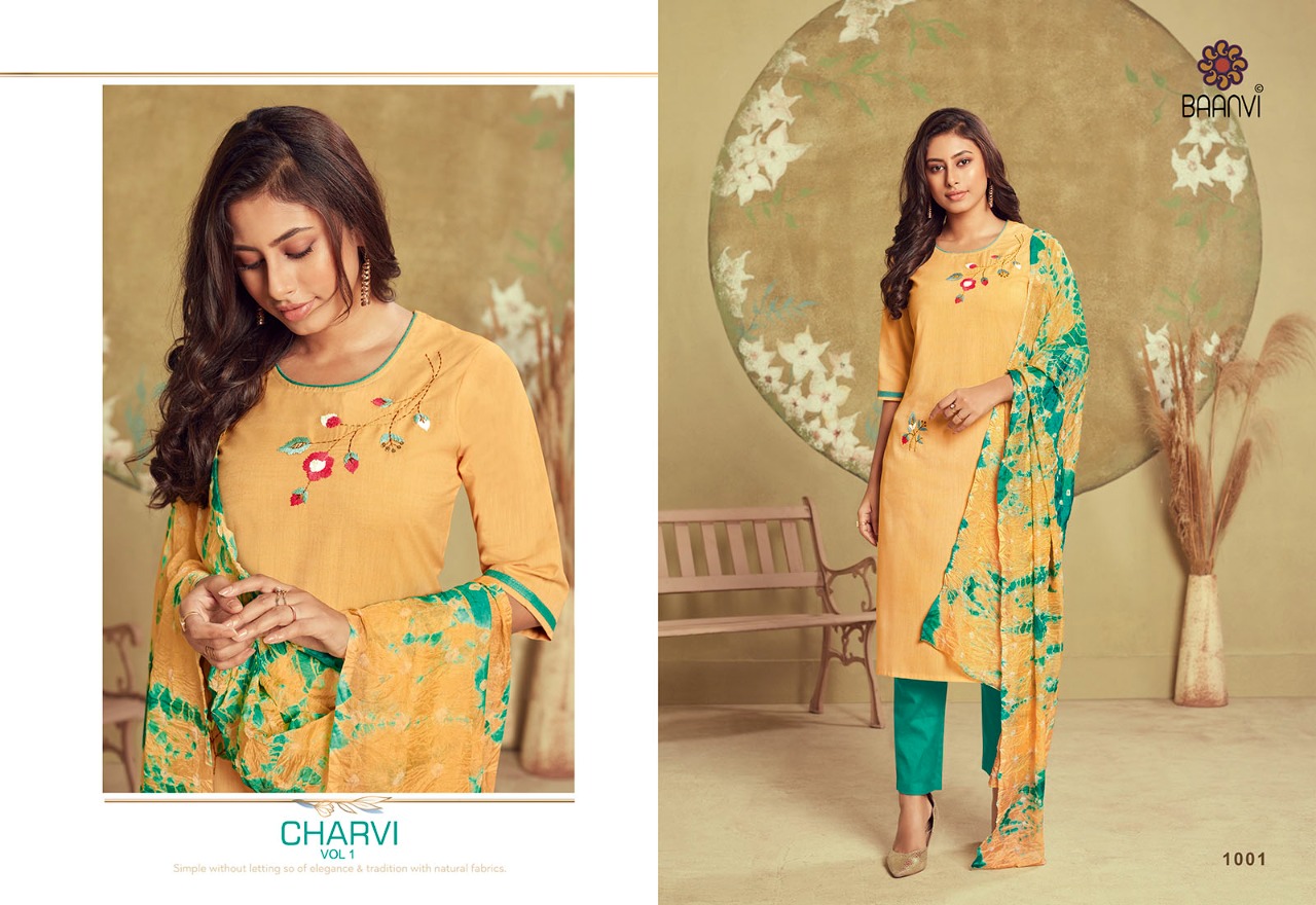 r studio Baanvi charvi cotton astonish look kurti pant with dupatta catalog