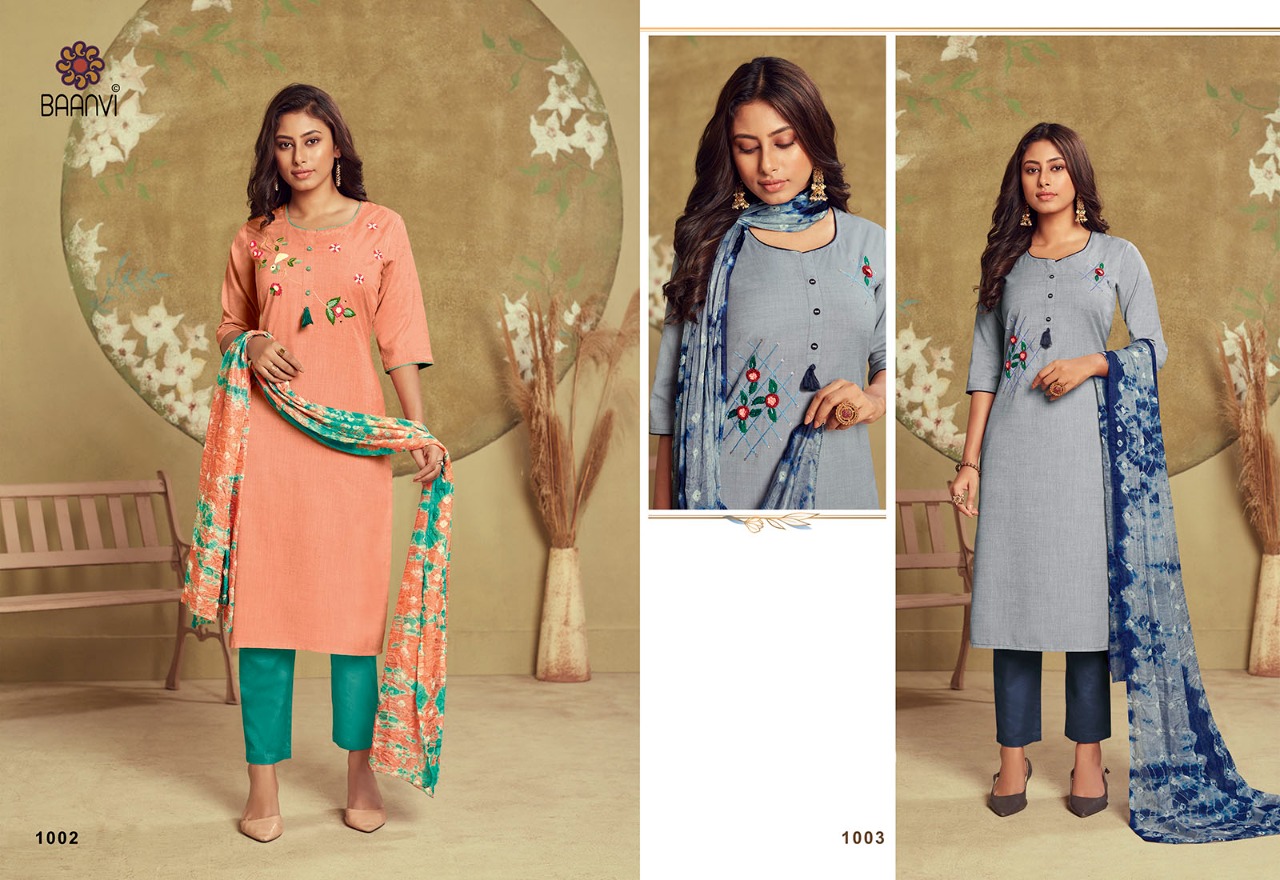 r studio Baanvi charvi cotton astonish look kurti pant with dupatta catalog