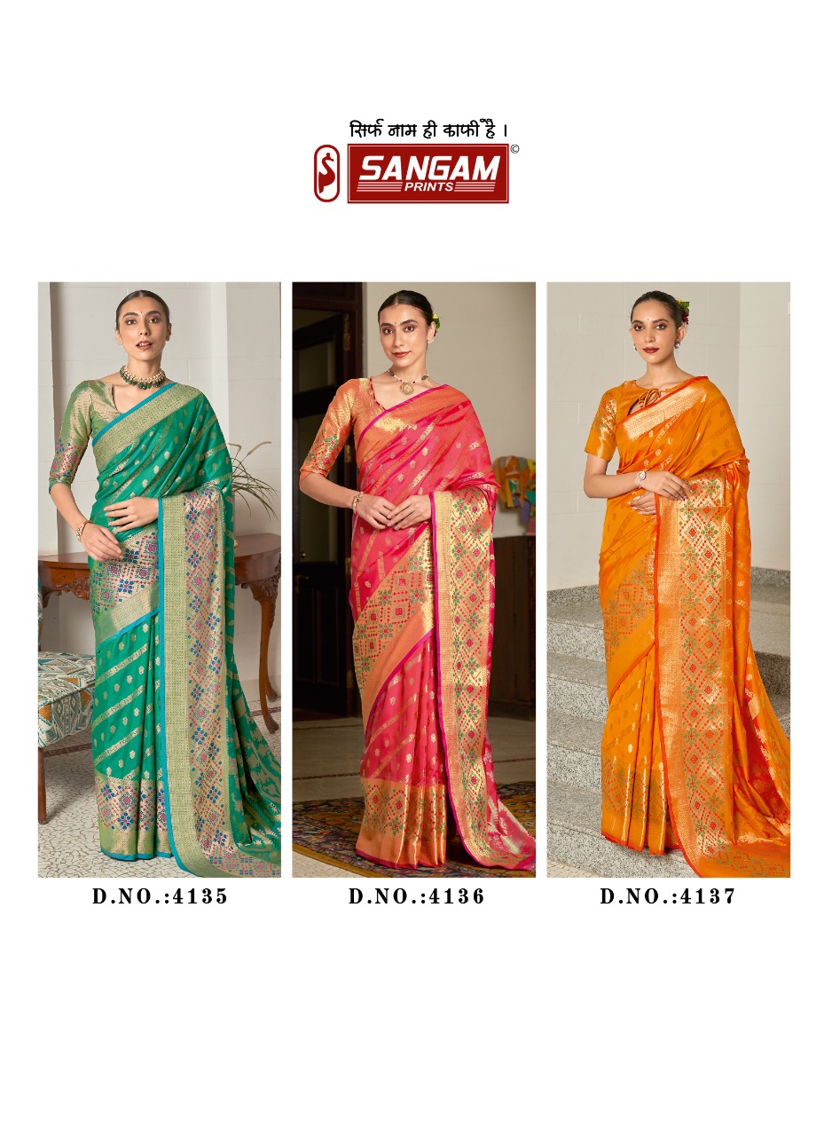 sangam print arpita silk elegant saree catalog