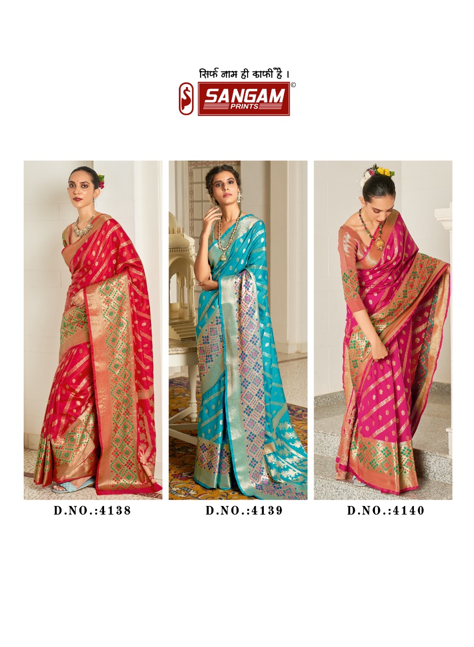 sangam print arpita silk elegant saree catalog