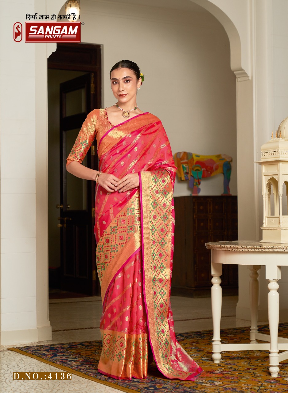 sangam print arpita silk elegant saree catalog