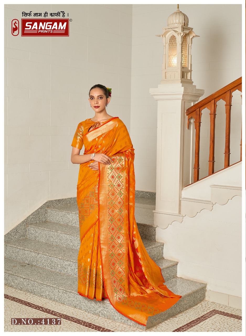 sangam print arpita silk elegant saree catalog