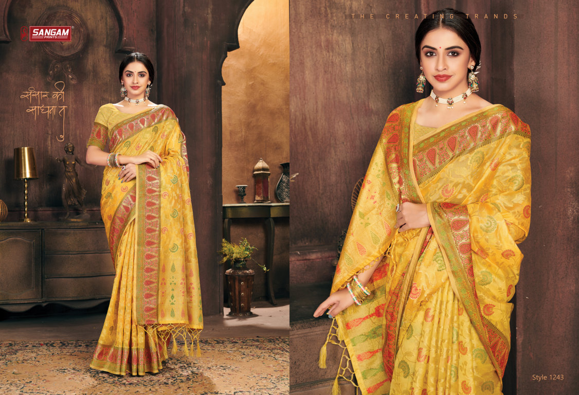 sangam print gulzar organza attractive saree catalog