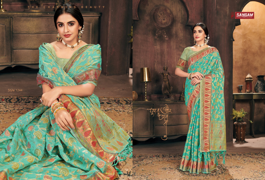 sangam print gulzar organza attractive saree catalog