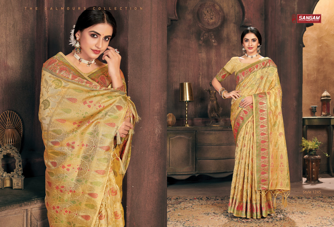 sangam print gulzar organza attractive saree catalog