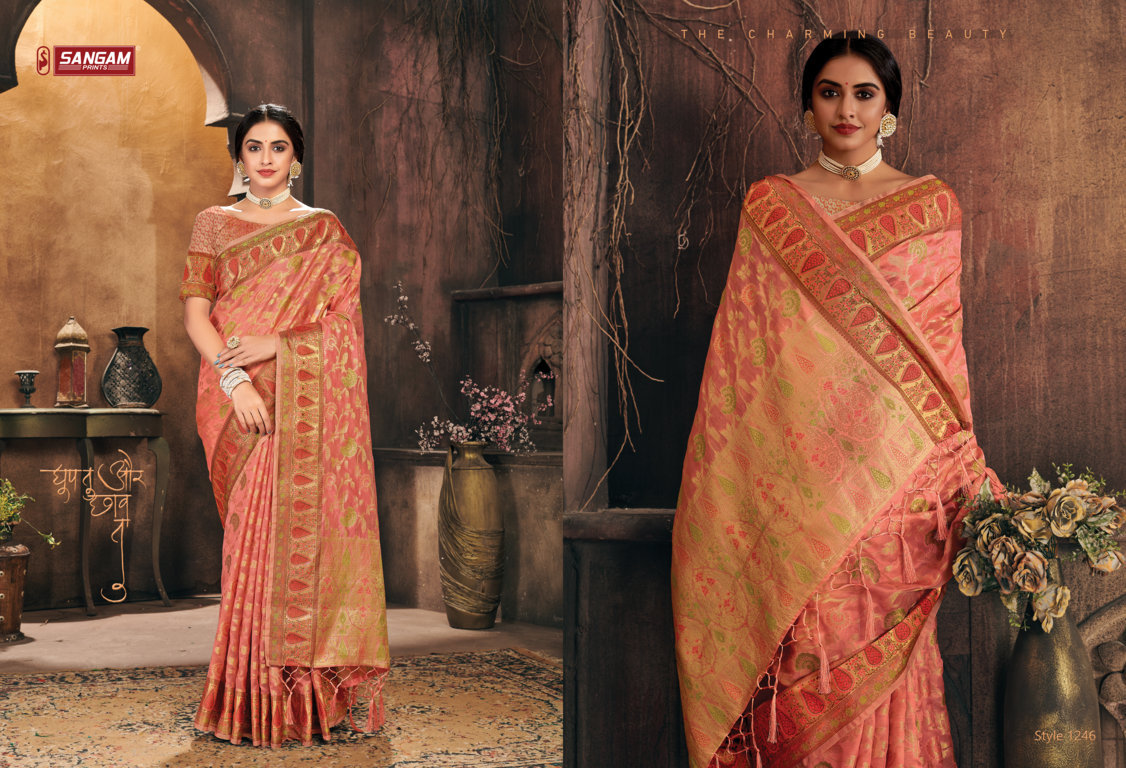 sangam print gulzar organza attractive saree catalog