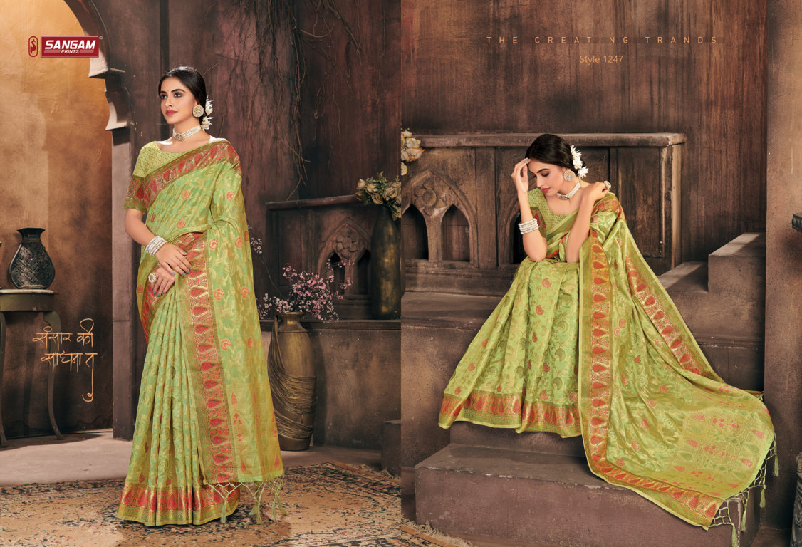 sangam print gulzar organza attractive saree catalog