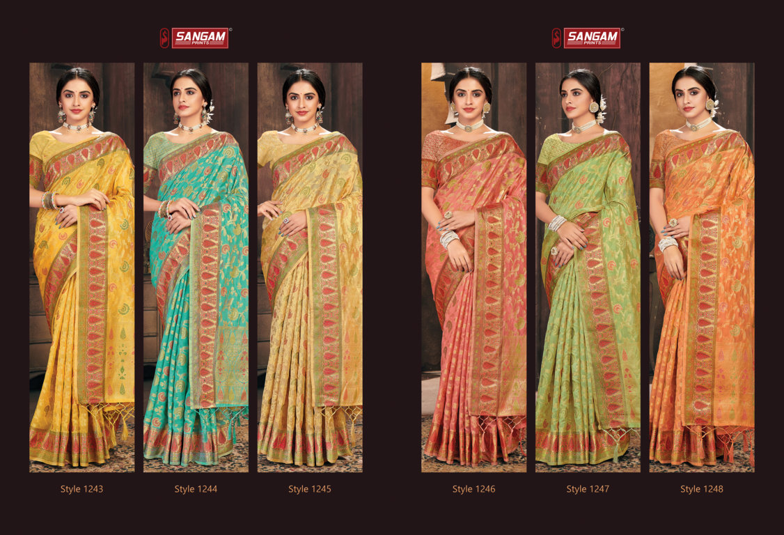 sangam print gulzar organza attractive saree catalog