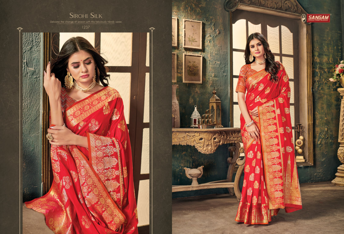 sangam print sirohi silk  silk attractive saree catalog