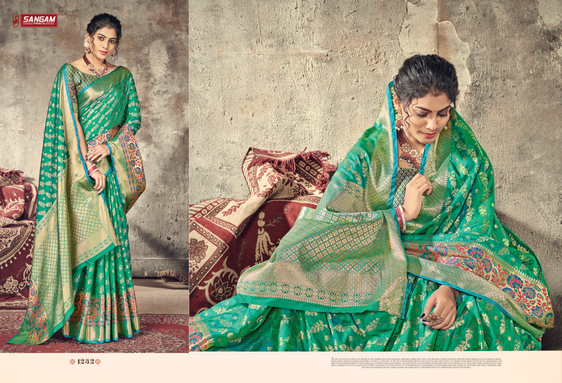 sangam print swarnmoti silk elegant look saree catalog