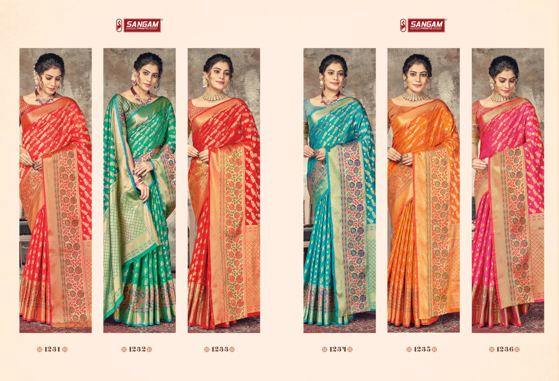 sangam print swarnmoti silk elegant look saree catalog