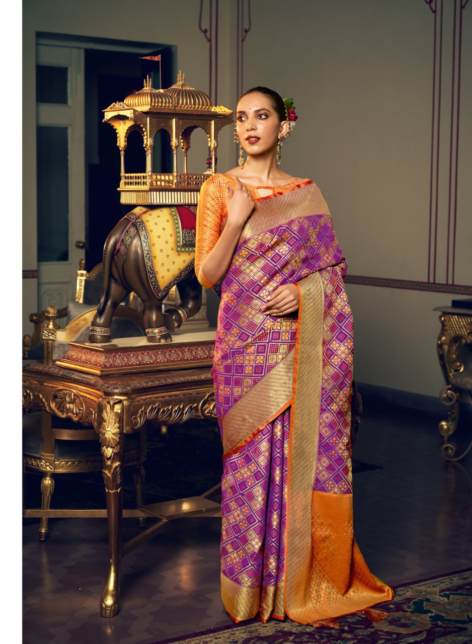 sangam print zari patola patola silk elegant look saree catalog