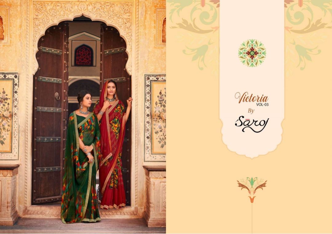 saroj saree victoria vol 3 georgette attractive saree catalog