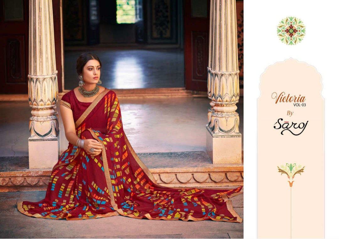 saroj saree victoria vol 3 georgette attractive saree catalog