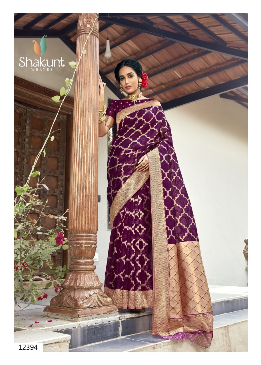 shakunt weaves sks org 506 organza elegant saree catalog