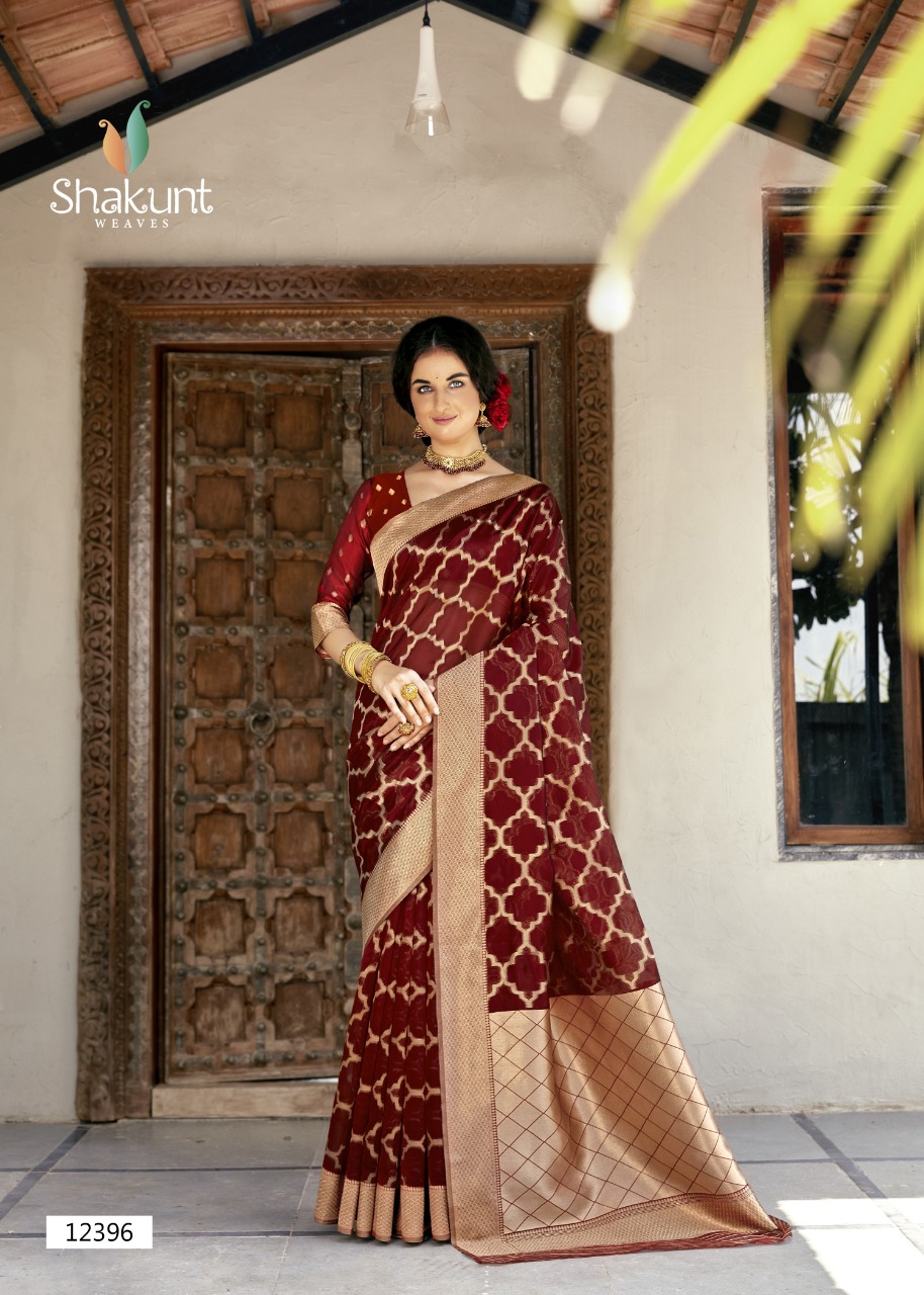 shakunt weaves sks org 506 organza elegant saree catalog