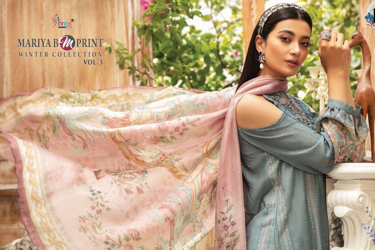 shree fab mariya b m print winter collection 03 pashmina regal look salwar suit catalog