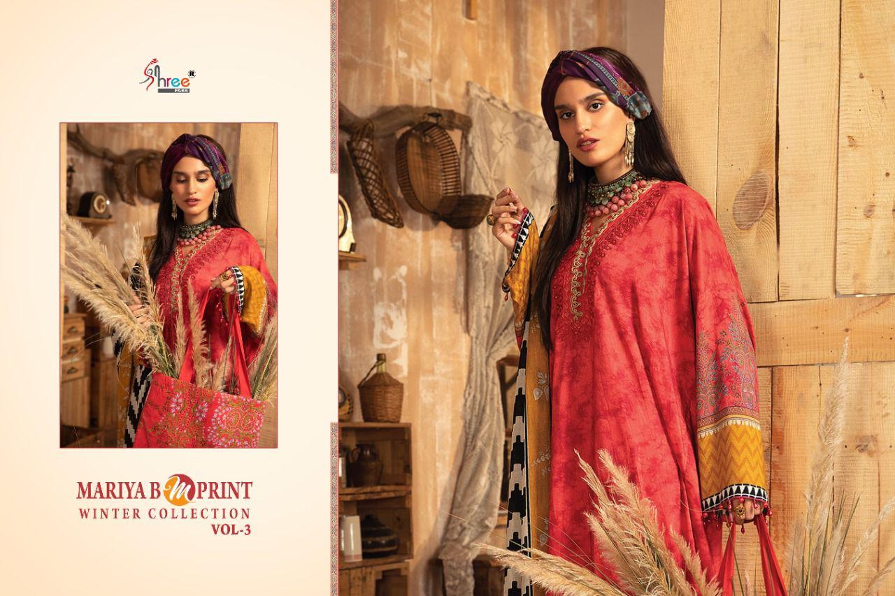 shree fab mariya b m print winter collection 03 pashmina regal look salwar suit catalog